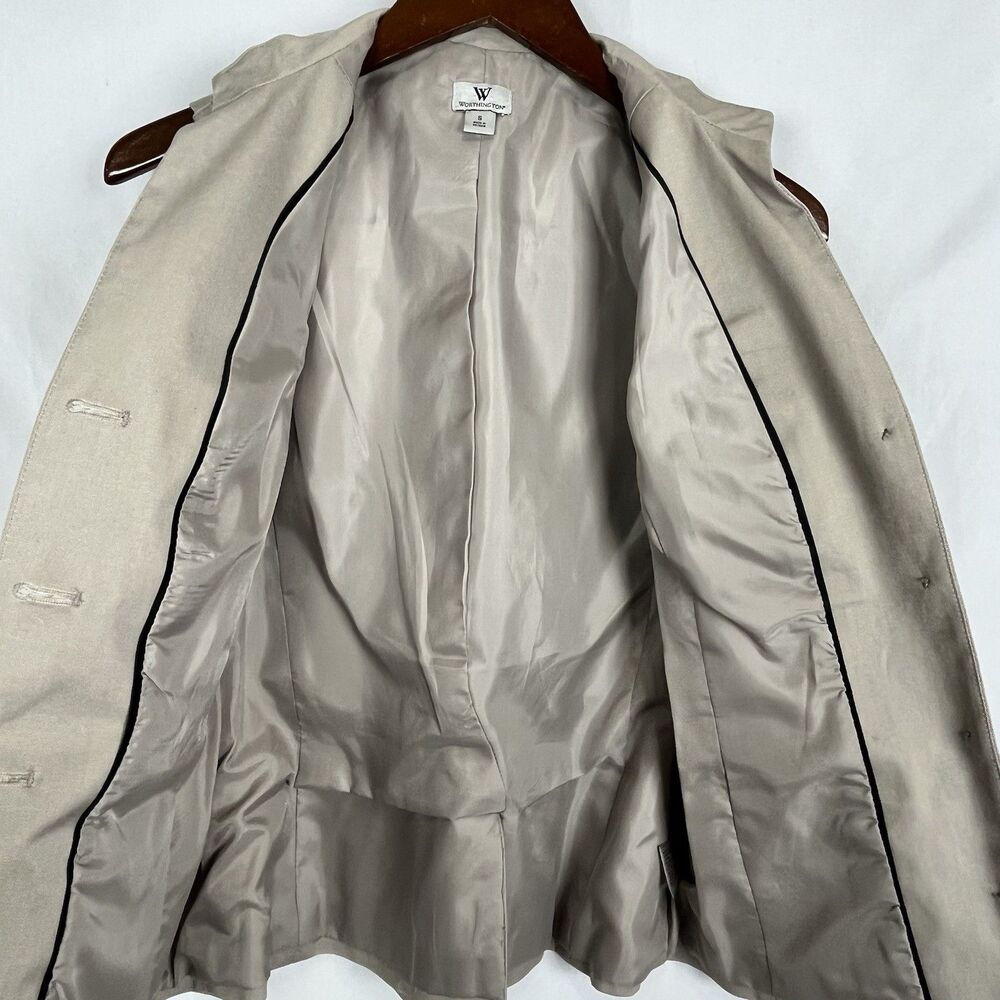 Worthington Women Beige Utility Vest Belted Safari Sleeveless Jacket S - Picture 14 of 16